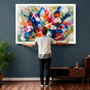 Geometric Abstract Wall Art Canvas Print, Orange Blue by MyGreatCanvas | Canvas Wall Art Prints | Photo Prints & Wall Decor