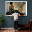 Black Woman Canvas Wall Art — Black Gold Gown Fashion Print by MyGreatCanvas | Canvas Wall Art Prints | Photo Prints & Wall Decor