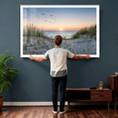 Sandy Dune Path Sunset Canvas Wall Art — Seagulls Beach by MyGreatCanvas | Canvas Wall Art Prints | Photo Prints & Wall Decor