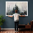 Misty Pine Forest Oil Painting Canvas — Dark Moody Teal Grey by MyGreatCanvas | Canvas Wall Art Prints | Photo Prints & Wall Decor