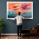 Bold Palette Knife Ocean Sunset Canvas — Orange Pink Teal by MyGreatCanvas | Canvas Wall Art Prints | Photo Prints & Wall Decor