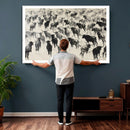 Longhorn Cattle Canvas Wall Art, Black White Stampede Ink by MyGreatCanvas | Canvas Wall Art Prints | Photo Prints & Wall Decor