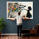 Banksy Butterfly Girl Wall Art Canvas Print, Framed Street by MyGreatCanvas | Canvas Wall Art Prints | Photo Prints & Wall Decor
