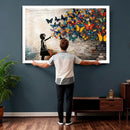 Banksy Graffiti Butterfly Girl Wall Art Canvas Print, Framed by MyGreatCanvas | Canvas Wall Art Prints | Photo Prints & Wall Decor