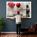 Girl Graffiti Wall Art Canvas Print, Red Balloon Heart by MyGreatCanvas | Canvas Wall Art Prints | Photo Prints & Wall Decor