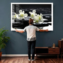 Plumeria Frangipani Black Stone Canvas | White Flower Spa by MyGreatCanvas | Canvas Wall Art Prints | Photo Prints & Wall Decor
