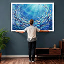 School of Fish Canvas Print | Blue Ocean Underwater Wall Art by MyGreatCanvas | Canvas Wall Art Prints | Photo Prints & Wall Decor