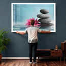 Zen Canvas Wall Art Lotus Flower Stacked Stones Teal Spa by MyGreatCanvas | Canvas Wall Art Prints | Photo Prints & Wall Decor