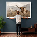Rustic Texas Longhorn Cow Canvas Wall Art Print, Rustic Farm Animal Photography Print, Farmhouse Country Decor, Western Ranch Art by MyGreatCanvas | Canvas Wall Art Prints | Photo Prints & Wall Decor