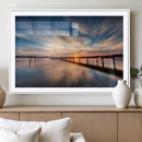 Wooden Pier on Seascape and Sunset Wall Art Canvas Print by MyGreatCanvas | Canvas Wall Art Prints | Photo Prints & Wall Decor