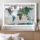 Modern Watercolor World Map Canvas Wall Art – Framed by MyGreatCanvas | Canvas Wall Art Prints | Photo Prints & Wall Decor