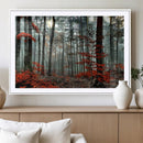 Autumn Forest Wall Art – Enchanting Red Leaves Canvas Print,