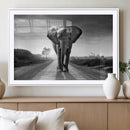 Black and White Elephant Wall Art Canvas Print