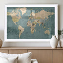 Classic World Map Canvas Print – Framed Vintage Map Wall