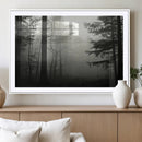 Misty Forest Wall Art Premium Canvas Print a Foggy and