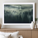 Misty Forest Wall Art Premium Canvas Print a Foggy and