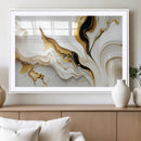Gold Waves on Pure White Canvas – Gold Abstract Art for