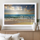 Golden Sunset Beach Triptych Canvas Wall Art for Living Room