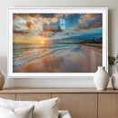 Serene Beach Sunset Wall Art | Coastal Ocean Canvas Print |