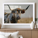 Texas Bull Longhorn Wall Art Canvas Print for Farm House