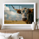 Longhorn in the Prairie - Stunning Ranch-Style Triptych Wall