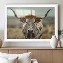 Texas Cow Longhorn Wall Art Canvas Print for Farm House Wall