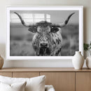Texas Cow Longhorn Wall Art Canvas Print for Farm House Wall