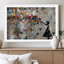 Banksy Wall Art - Banksy Girl and Butterfly Explosion Wall