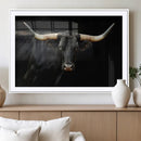 Black Bull Wall Art – Majestic Longhorn Canvas Print with