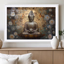 Golden Buddha Wall Art Canvas Print | Zen Meditation Floral