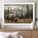 Rustic Grizzly 399 Bear Family Wall Art Canvas Print