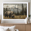 Rustic Grizzly 399 Bear Family Wall Art Canvas Print