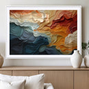 Blue Orange Abstract Wave Wall Art Canvas Print, Framed Blue