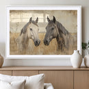 Chines Ink Style Grunge Horses Wall Art Canvas Print