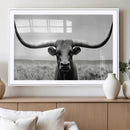 Longhorn Bull Canvas Print | Rustic Farmhouse Wall Art |