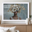 Golden Petal Wall Art - Petal Silhouette Woman Wall Art by MyGreatCanvas | Canvas Wall Art Prints | Photo Prints & Wall Decor