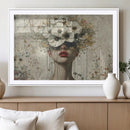 Abstract Floral Women Patel Wall Art Canvas Print