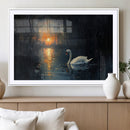 Abstract Swan on Water Wall Art Canvas Print - Elegant
