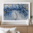 Blue and Gold Abstract Tree Wall Art Canvas Print | Modern