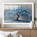 Abstract Blue Tree Art Canvas Print, Majestic Tree Wall Art