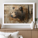 Rustic Grizzly Bear Wall Art, Abstract Grizzly 399 Bear Wall