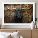 Longhorn Texas Cow Bull Wall Art | Rustic Farmhouse Canvas by MyGreatCanvas | Canvas Wall Art Prints | Photo Prints & Wall Decor