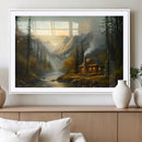 Wood Cabin Retreat Mountain at Sunset Wall Art Print - by MyGreatCanvas | Canvas Wall Art Prints | Photo Prints & Wall Decor
