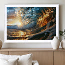 Ocean Wave at Sunset Canvas Wall Art – Vibrant Coastal Beach