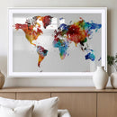 Colorful World Map Canvas Wall Art Print, Contemporary