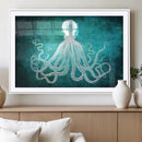 Green Octopus Abstract Wall Art Canvas Print
