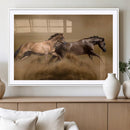 Large Wall Art Canvas Print – Two Running Brown Horses