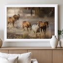 Large Wall Art 5 Horses Running on Sand Canvas Print