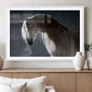 Large Wall Art Cream Colored Horse on Grey Background Canvas