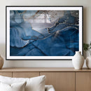 Navy Blue Canvas Art Abstract Print – Elegant Triptych